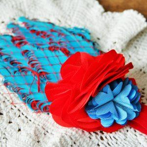 Tollas fejdísz kék-piros