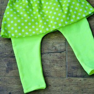 Leggings szoknyával zöld-sárga