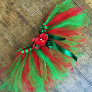 Tutu szoknya virág karkötővel piros zöld
