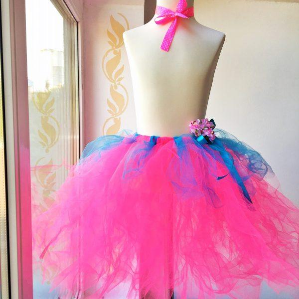 Tutu szoknya virág karkötővel neon rózsaszín türkiz