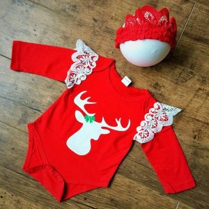 Szarvasos csipkés body fejdísszel piros