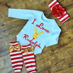 I love Rudolph szett lábszárvédővel fehér piros