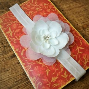 Chiffon virágos fejpánt fehér