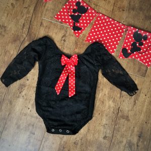 Hosszú ujjú csipke body fekete Minnie