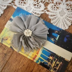 Chiffon virágos strasszos fejpánt színes