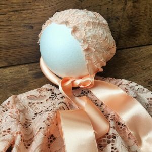 újszülött csipke fotószett 3 részes barack