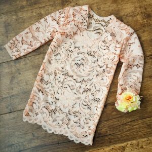 újszülött csipke fotószett 3 részes barack