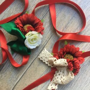 bordó virágos csuklópánt