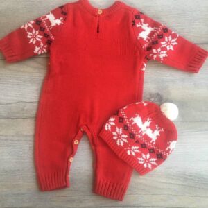 norvég mintás kötött rugdalózó sapkával